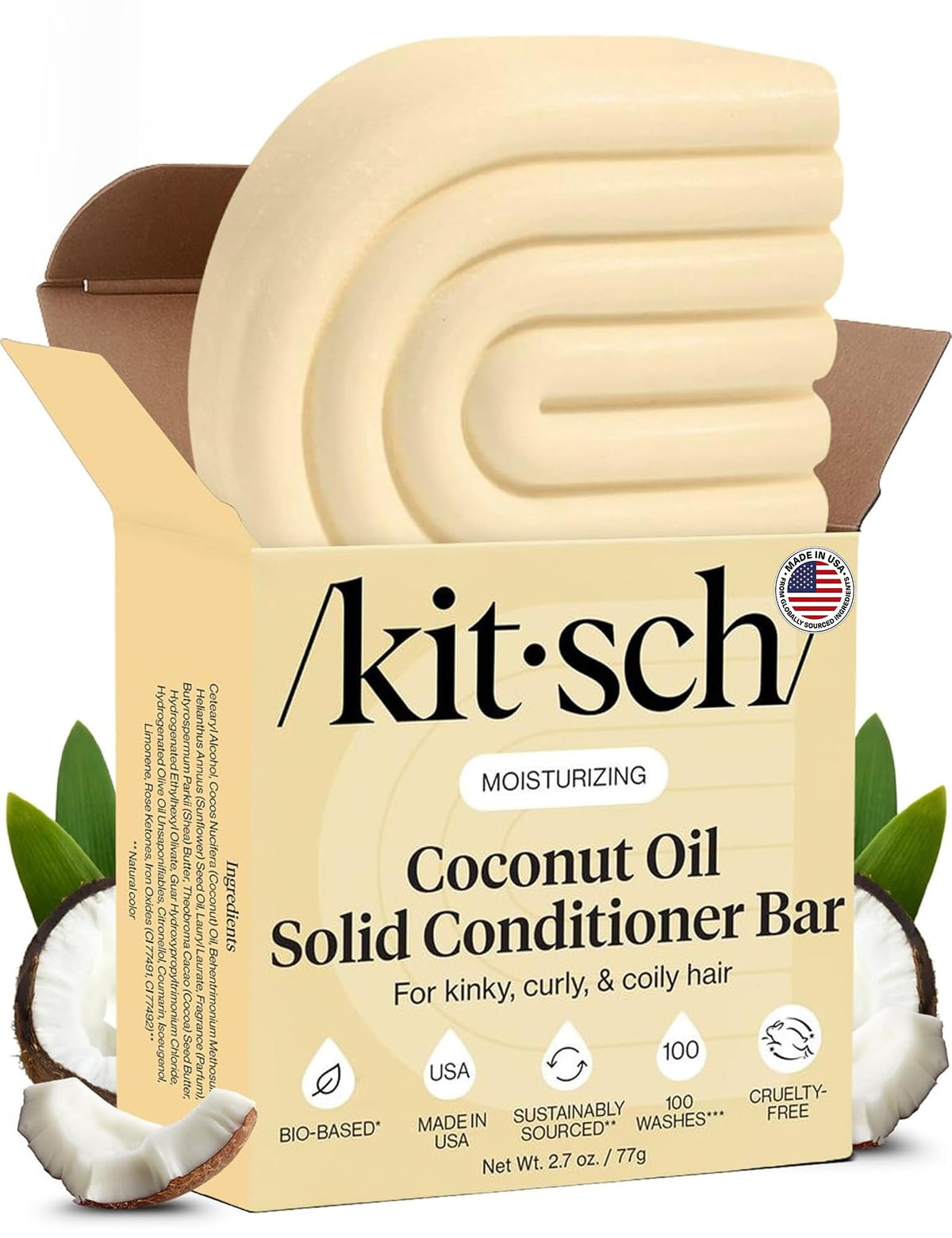 Kitsch Coconut Oil Conditioner Bar front view