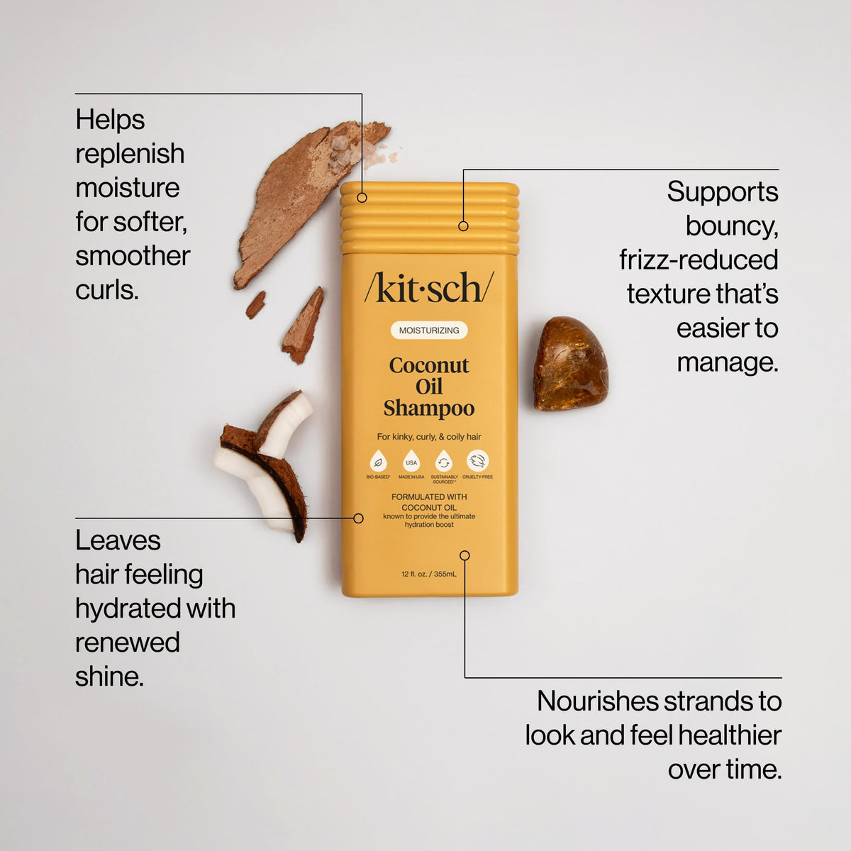 Kitsch Coconut Oil Shampoo 12.3 oz back view