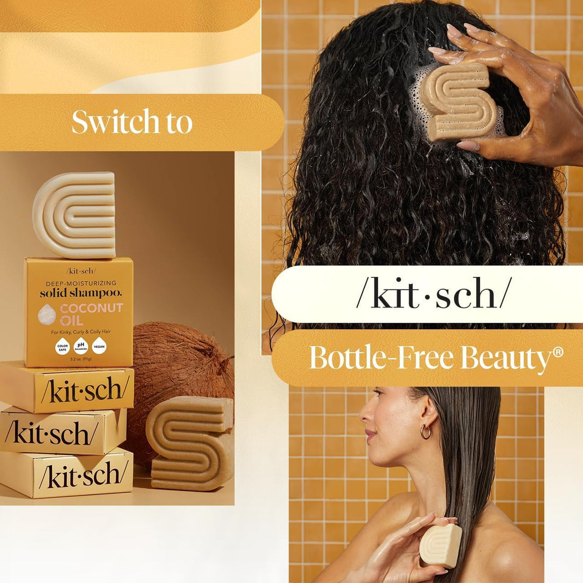 Kitsch Coconut Oil Shampoo bar with coconut oil ingredients
