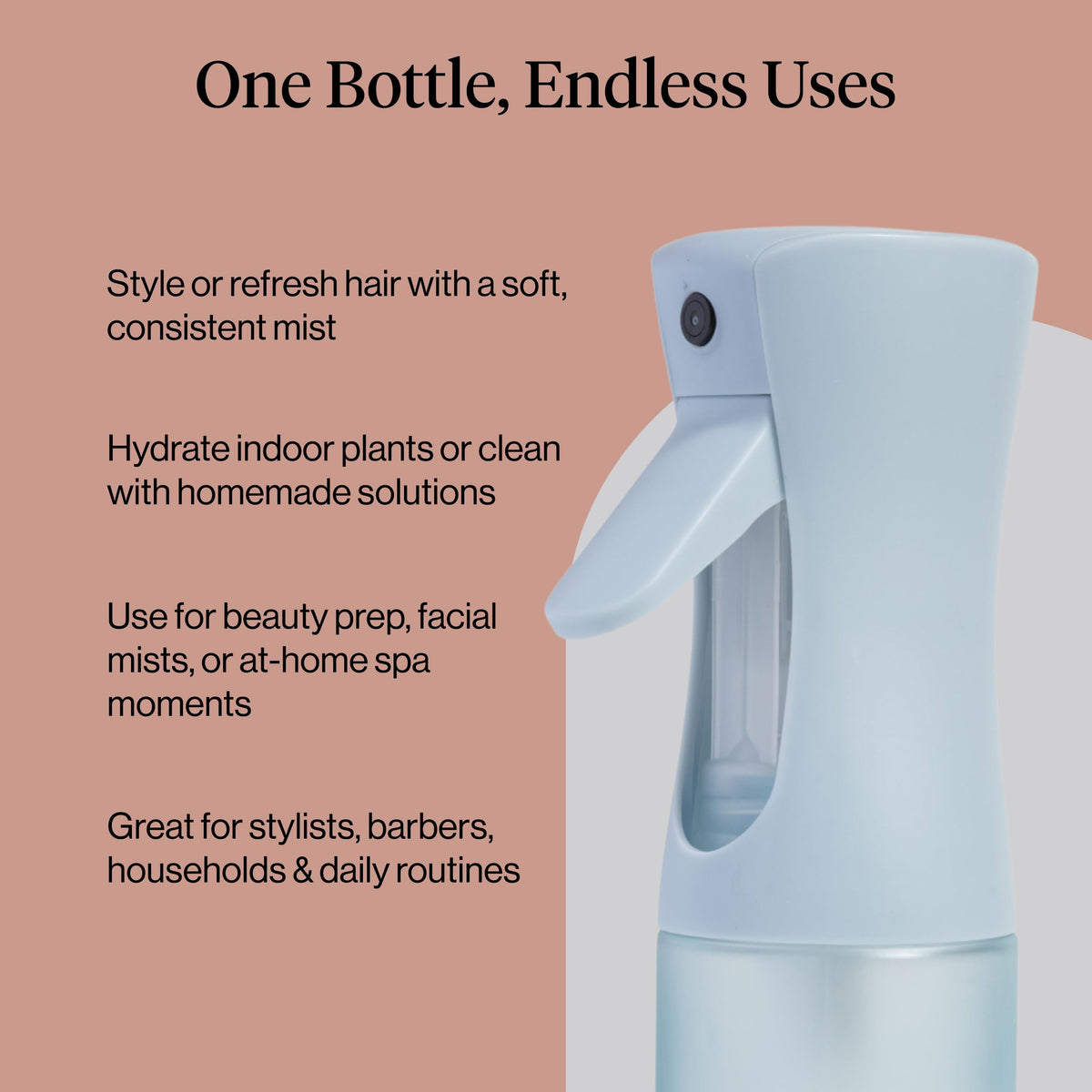 Kitsch Continuous Spray Bottle displayed with hair products