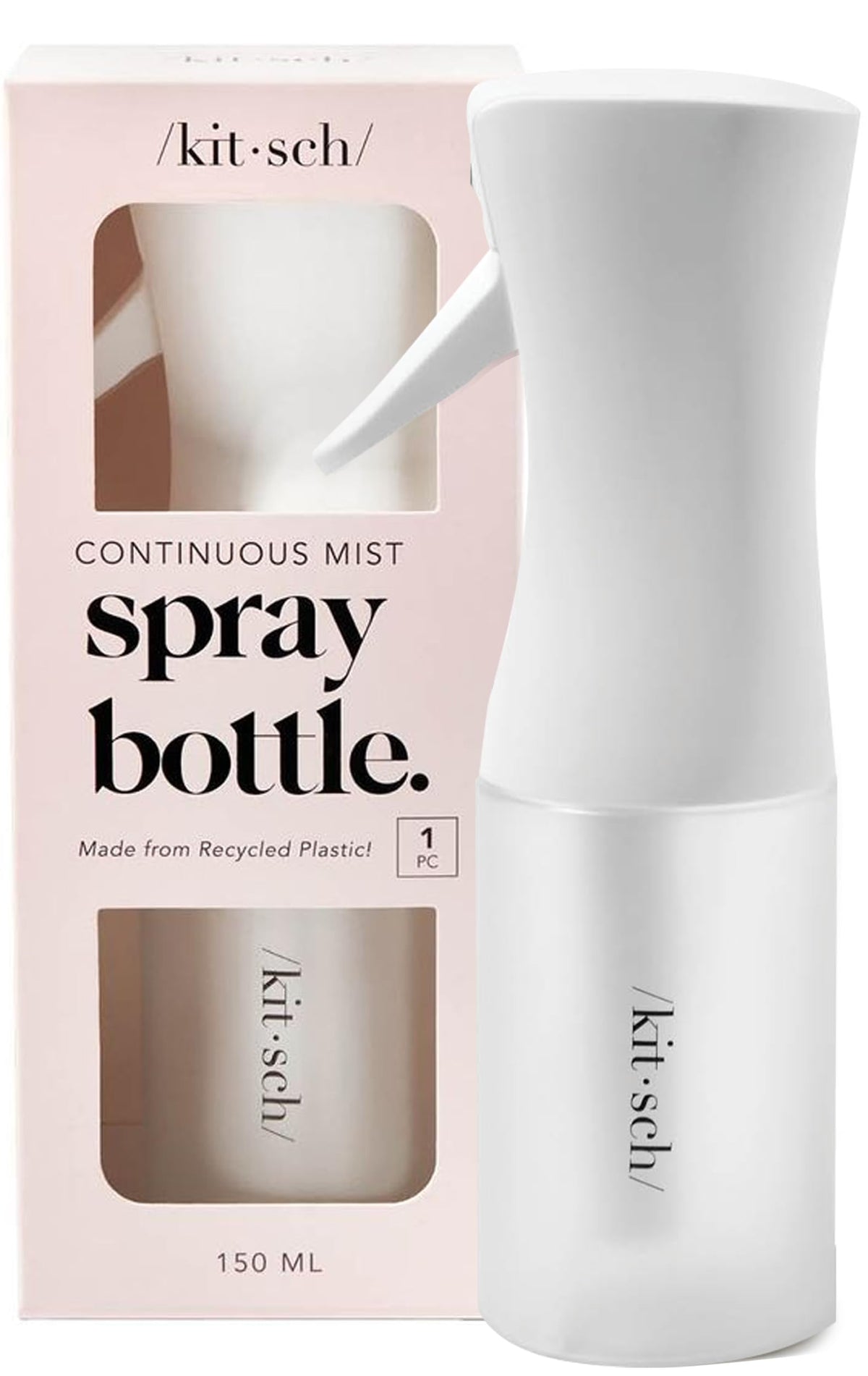 Kitsch Continuous Spray Bottle for Hair front view in white