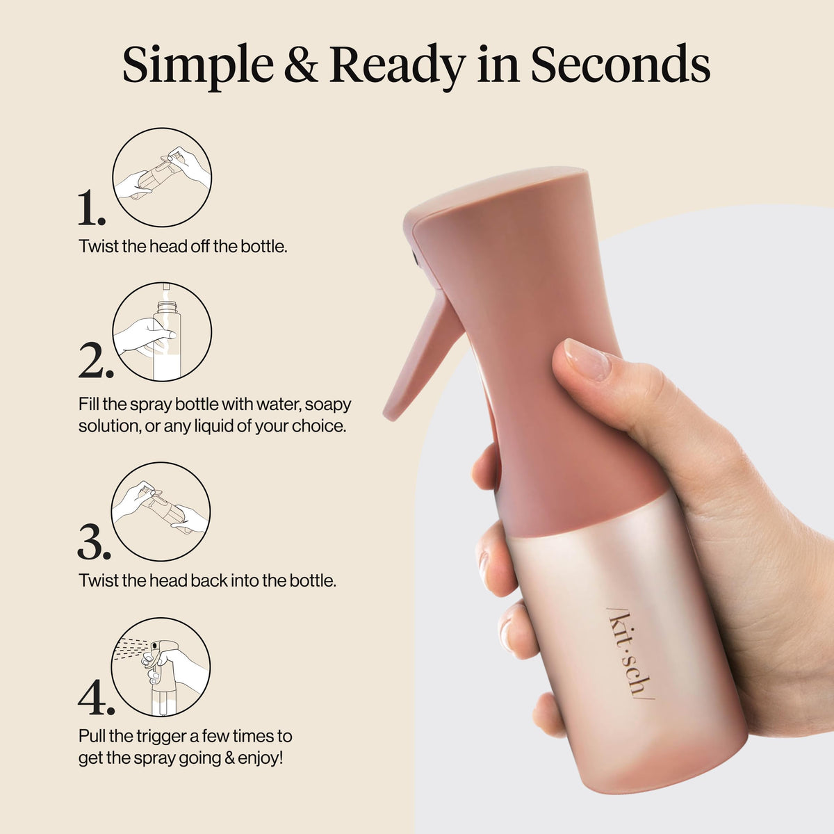 Kitsch Continuous Spray Bottle for Hair, light household use