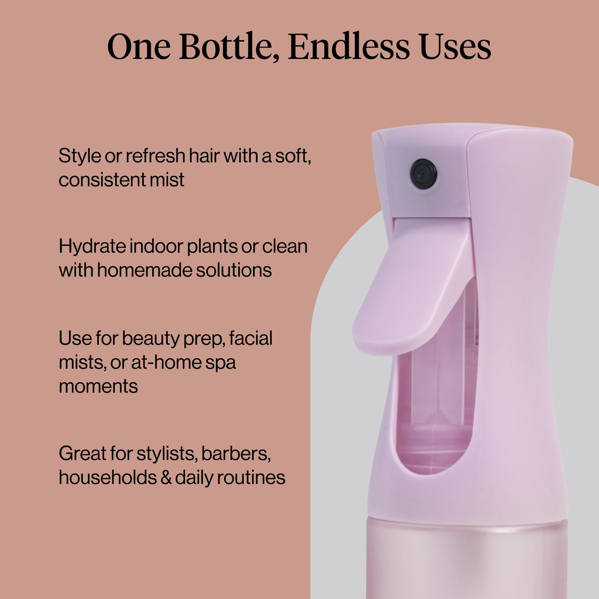 Kitsch Continuous Spray Bottle for Hair, showing ergonomic design