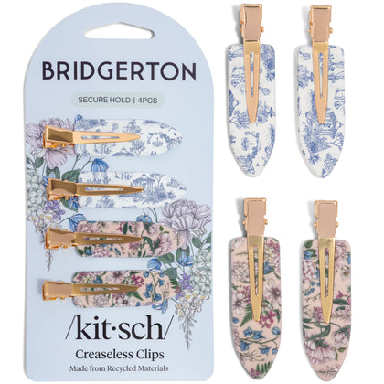 Kitsch Creaseless Hair Clips 4pcs Toile in Bloom front view