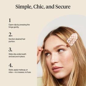 Kitsch Creaseless Hair Clips Terracotta Checkered lifestyle scene