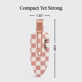 Kitsch Creaseless Hair Clips Terracotta Checkered on a vanity