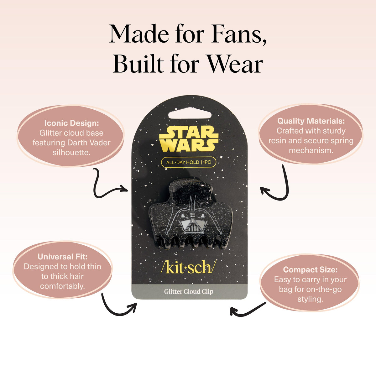 Kitsch Darth Vader Medium Hair Clip on a stylish background