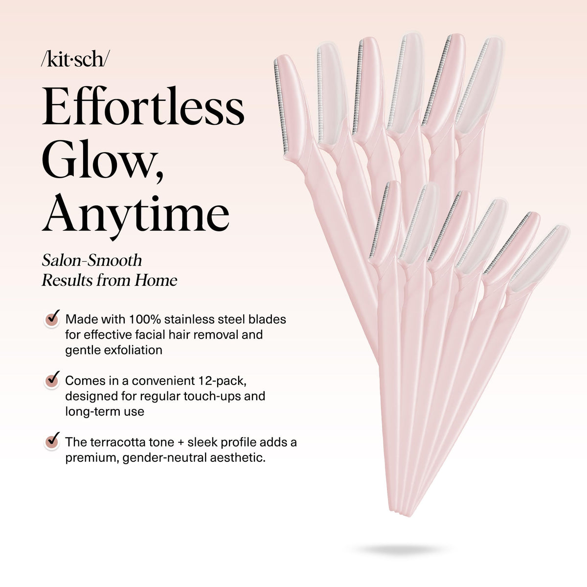Kitsch Dermaplane Razor for Women Blush packaging