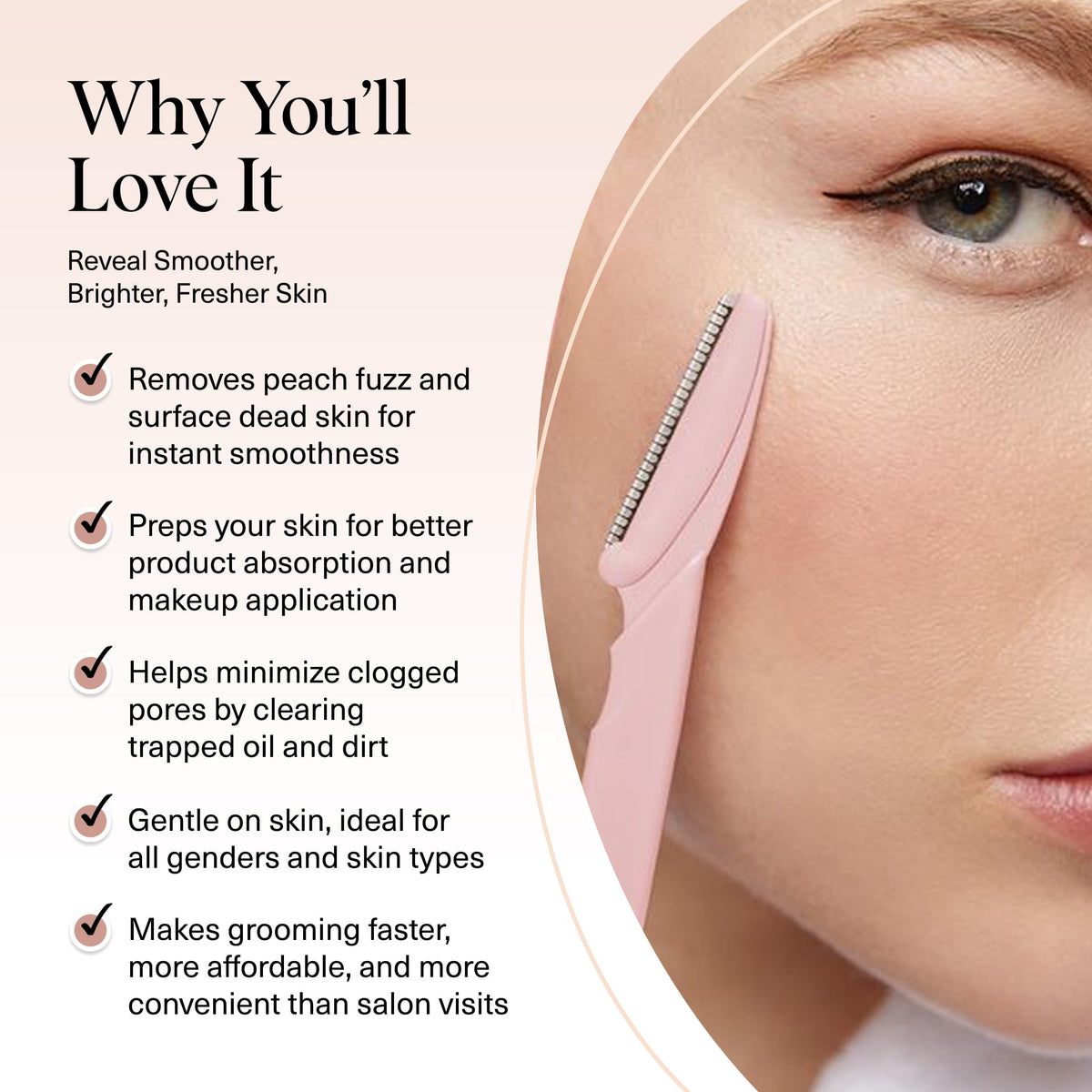 Kitsch Dermaplane Razor for Women Blush side view