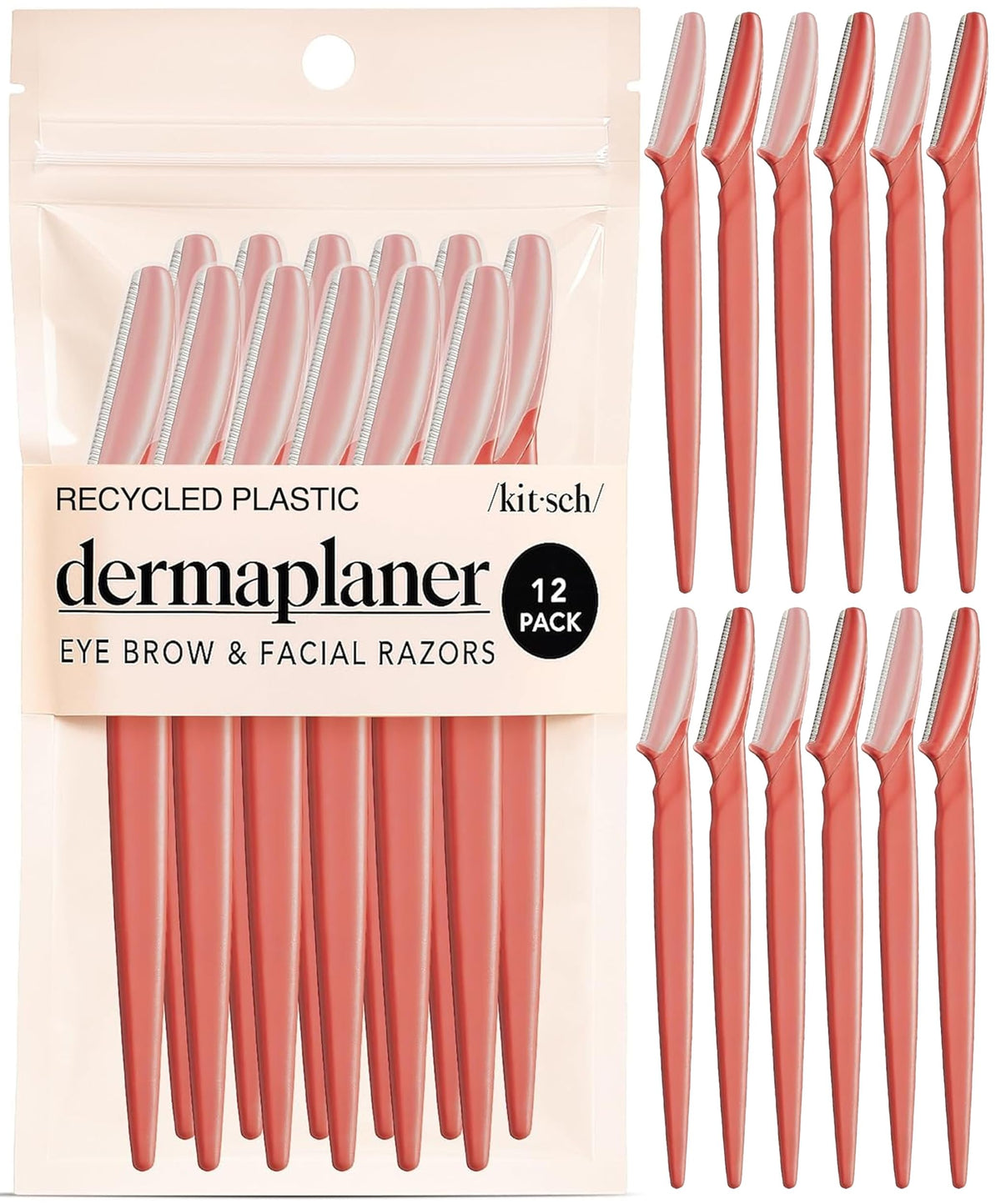 Kitsch Dermaplane Razor for Women in coral colour, front view