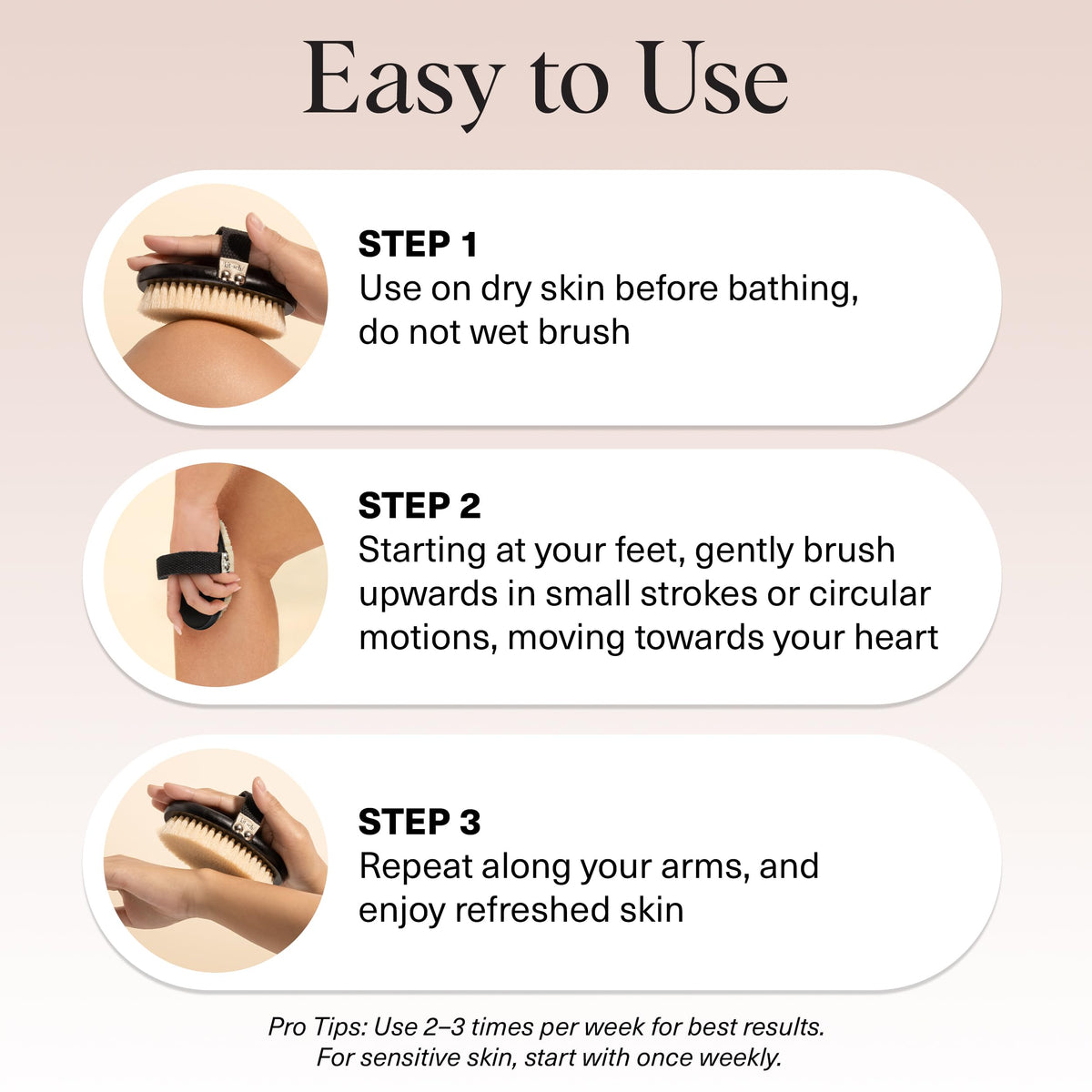Kitsch Dry Brushing Body Brush being used on skin