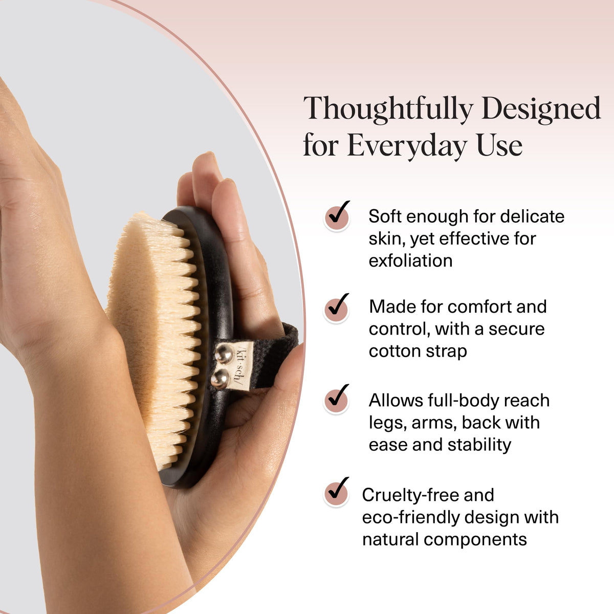 Kitsch Dry Brushing Body Brush side view with cotton strap