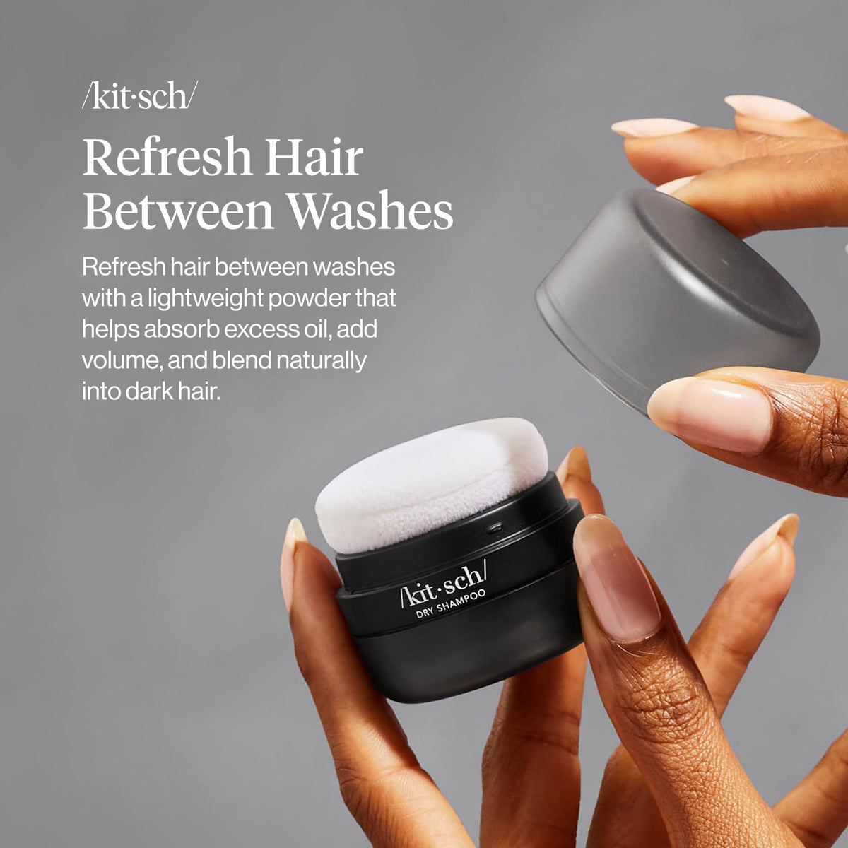 Kitsch Dry Shampoo Powder Puff packaging with ingredients list