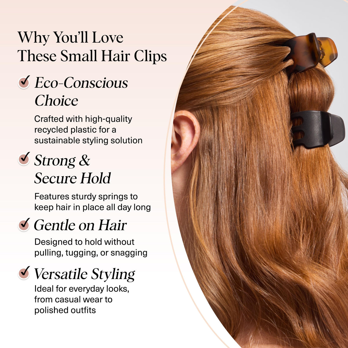Kitsch Eco-Friendly Medium Claw Clip in use with hair