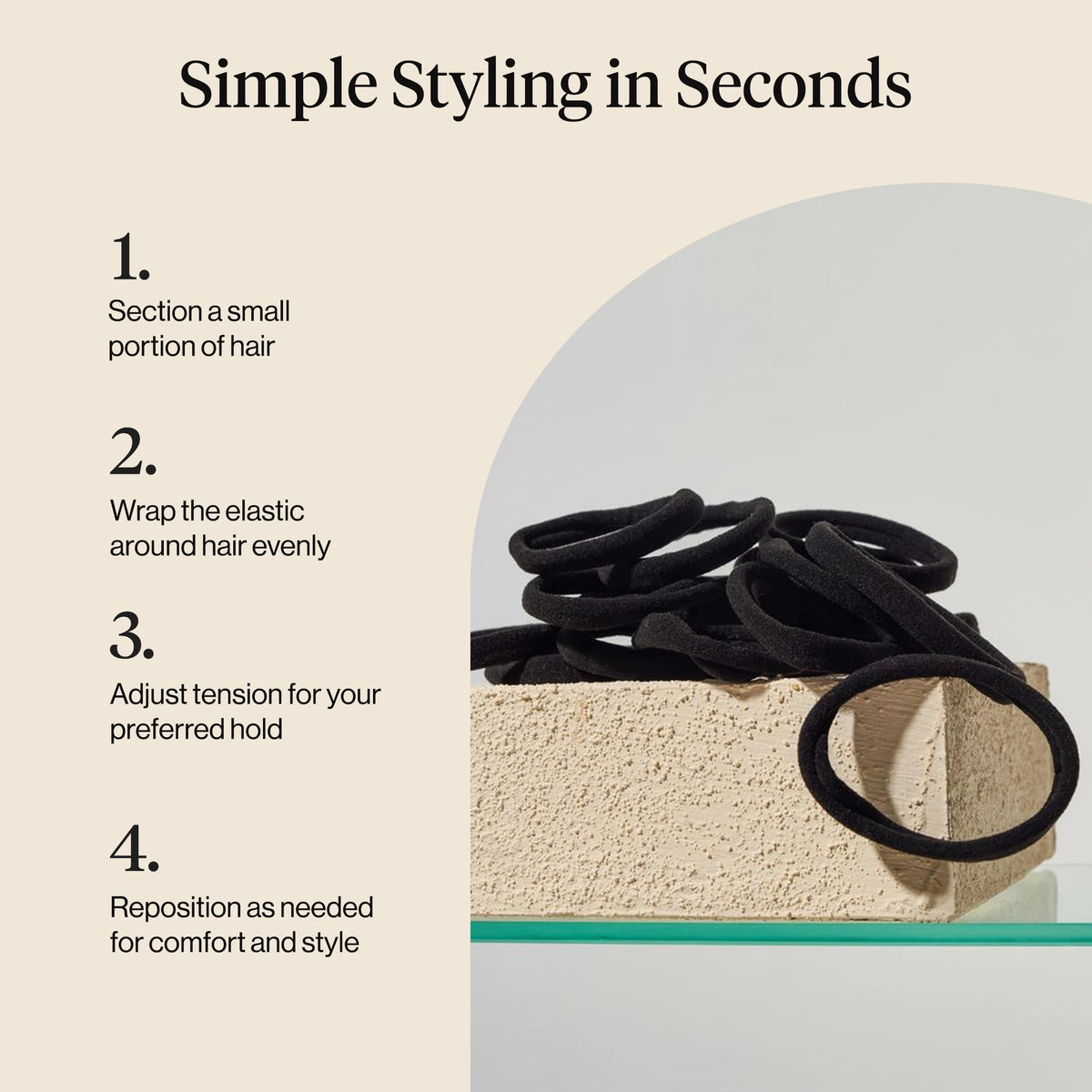 Kitsch Elastic Hair Ties black hair ties in a drawer
