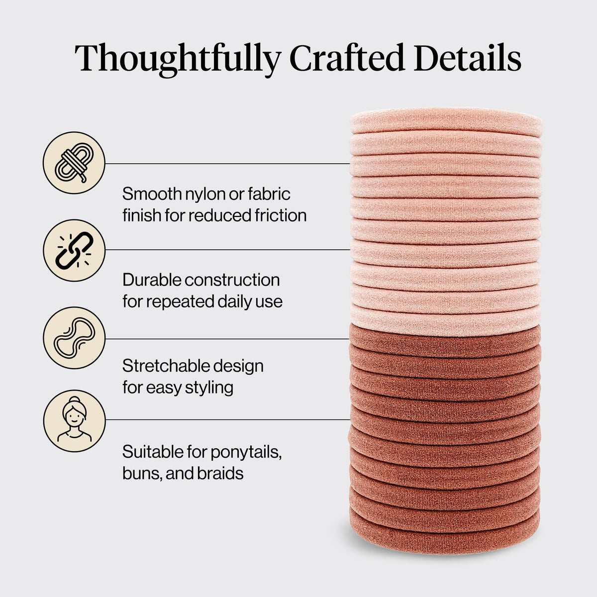 Kitsch Elastic Hair Ties Blush showing multiple ties