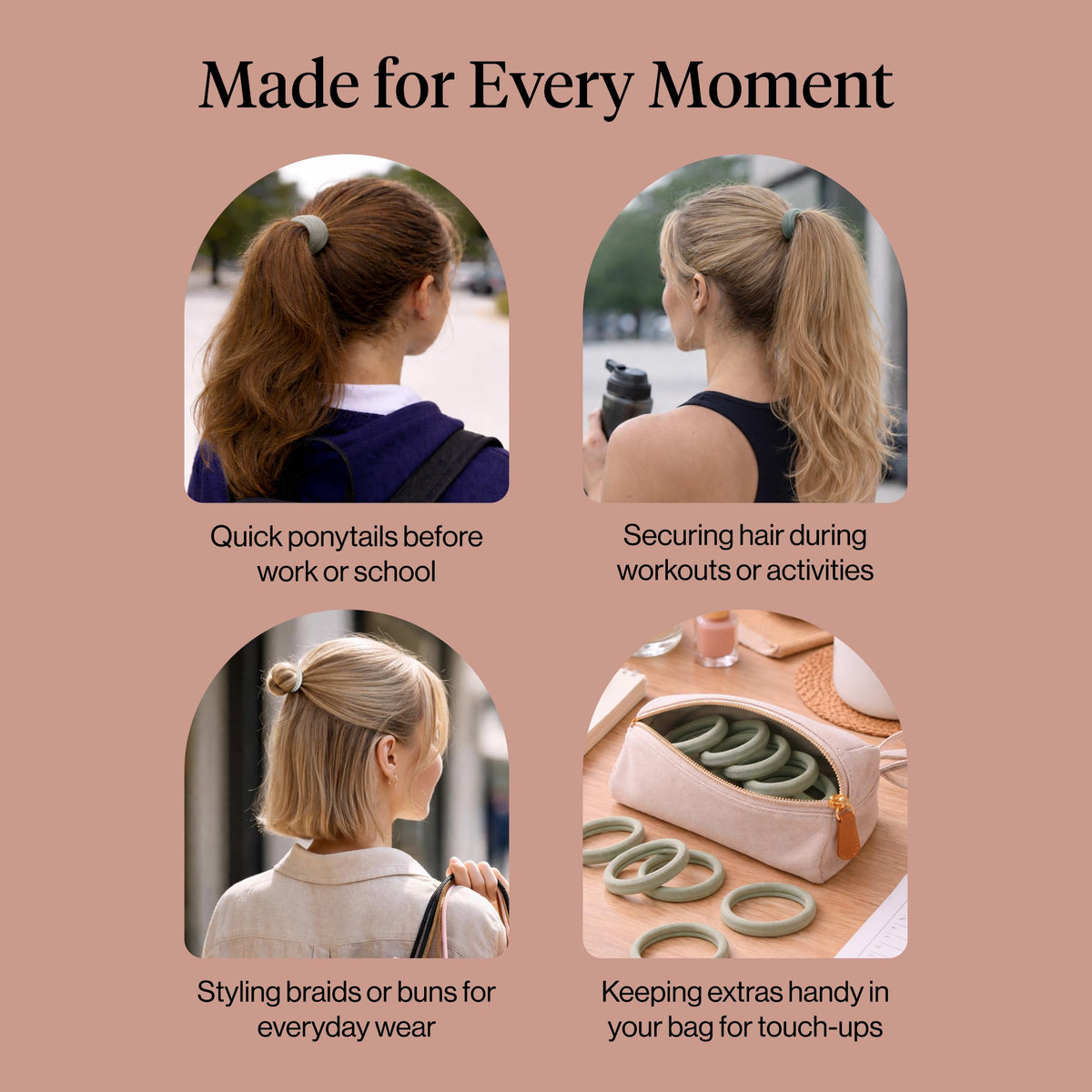 Kitsch Elastic Hair Ties Eucalyptus lifestyle use