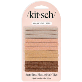 Kitsch Elastic Hair Ties neutral colour pack front view
