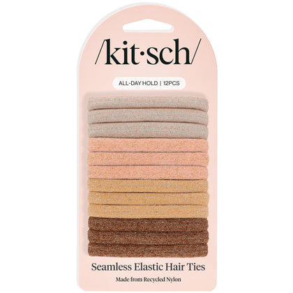 Kitsch Elastic Hair Ties neutral colour pack front view
