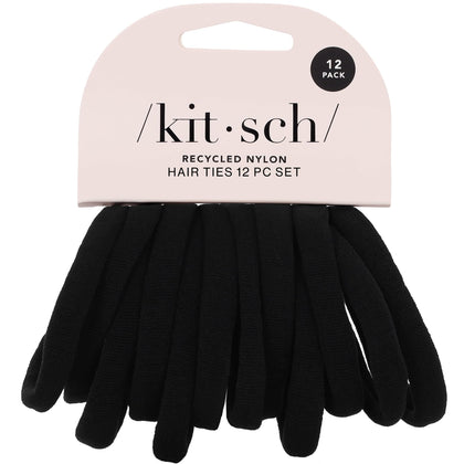 Kitsch Elastic Hair Ties No Damage 12pcs black hair ties front view