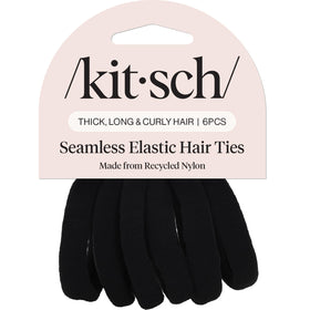 Kitsch Elastic Hair Ties No Damage black 6pcs packaging front view