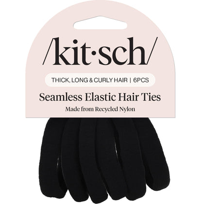 Kitsch Elastic Hair Ties No Damage black 6pcs packaging front view