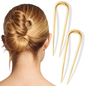 Kitsch French Hair Pins in gold, front view