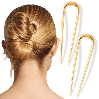 Kitsch French Hair Pins in gold, front view