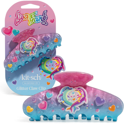 Kitsch Glitter Hair Clip front view featuring Dancing Dolphins design