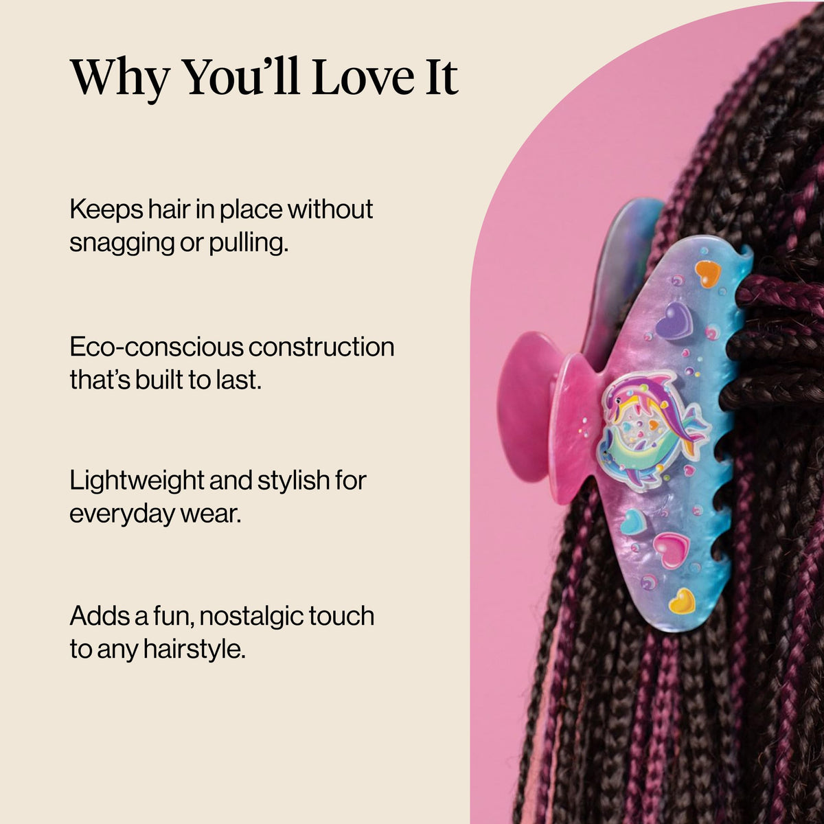 Kitsch Glitter Hair Clip in use styled in a bun