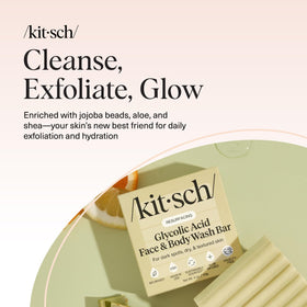 Kitsch Glycolic Acid Face & Body Wash Bar compact size for travel