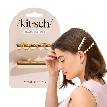 Kitsch Gold Hair Barrettes front view with unique cloud design