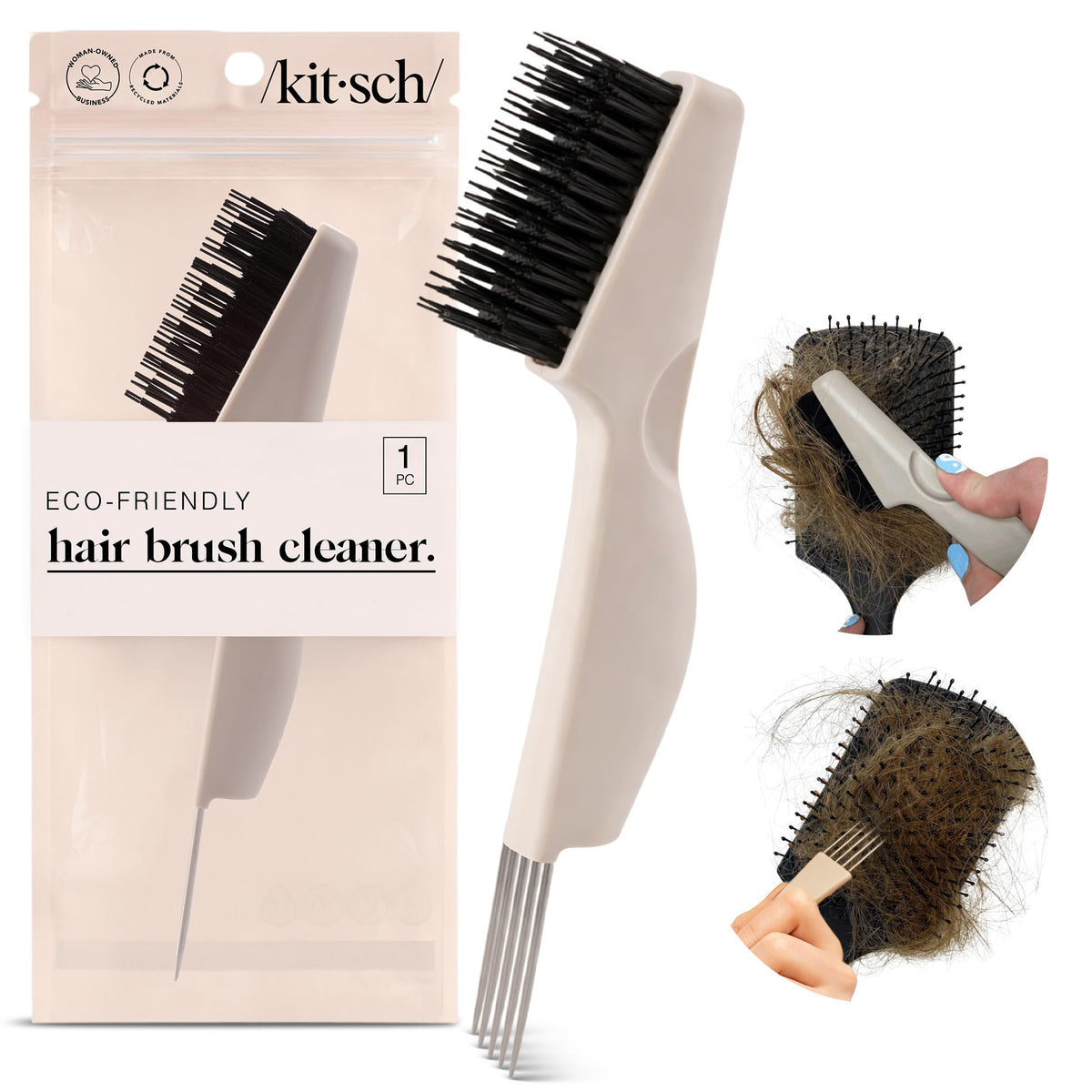 Kitsch Hair Brush Cleaner Tool front view with dual-sided design