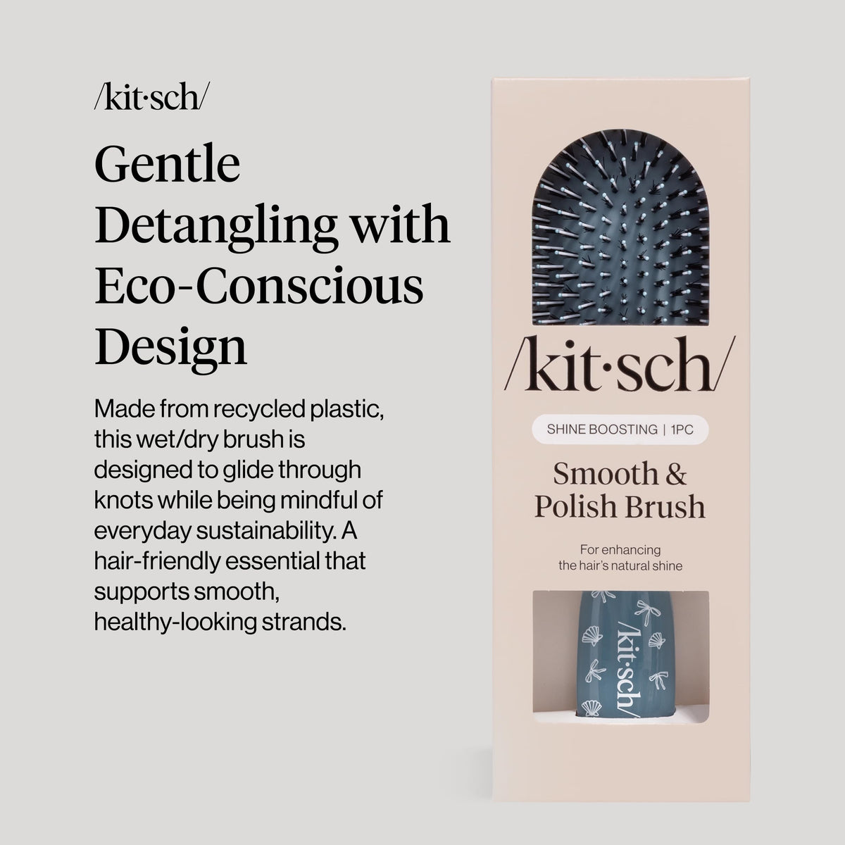 Kitsch hair brush showing dual-bristle design