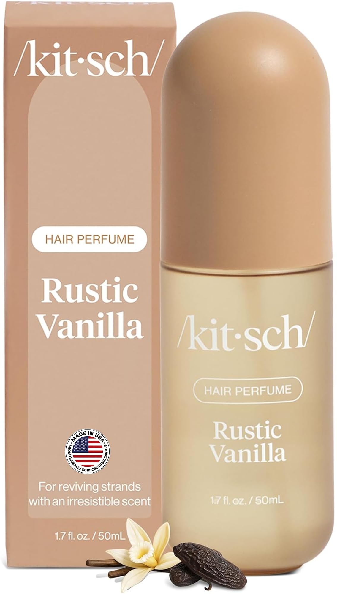 Kitsch Hair Perfume 50 mL front view with Rustic Vanilla scent