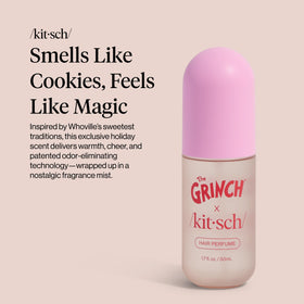 Kitsch Hair Perfume 50mL bottle with a floral background
