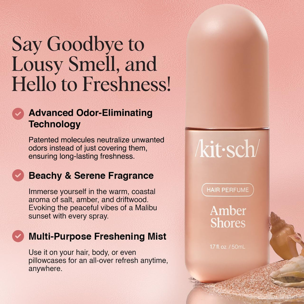 Kitsch Hair Perfume Amber Shores bottle side view