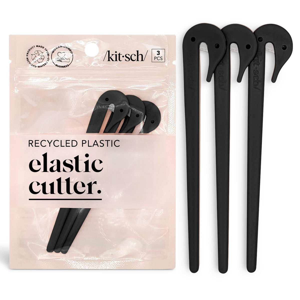 Kitsch Hair Tie Cutter Tool Set - Black, 3 pieces front view