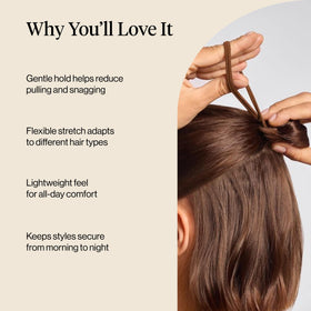 Kitsch hair ties in use for a ponytail