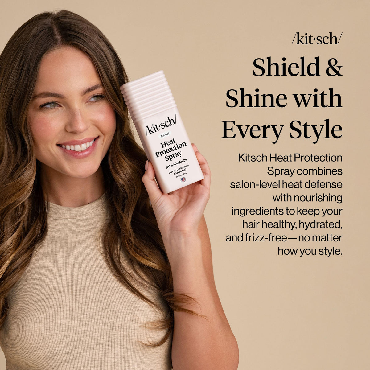 Kitsch Heat Protection Spray back view with ingredients