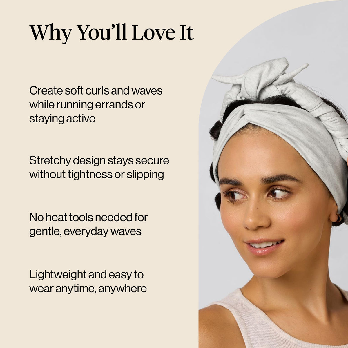Kitsch heatless curling headband displayed with soft fabric texture