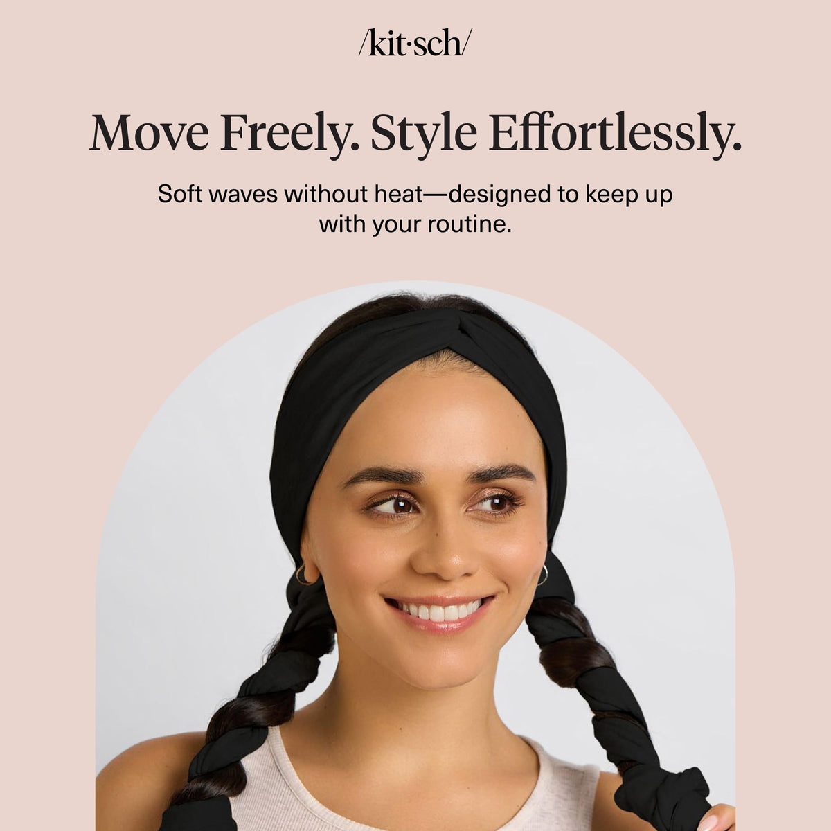 Kitsch heatless curling headband in a travel bag