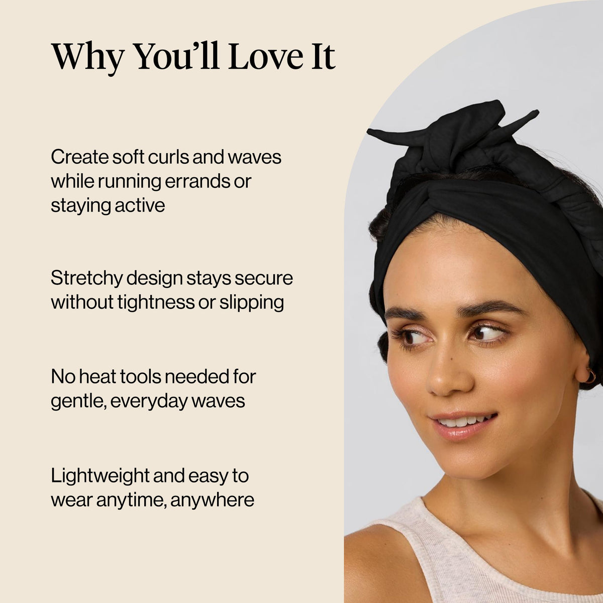 Kitsch heatless curling headband in use during workout