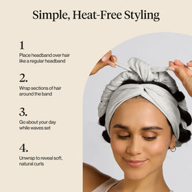 Kitsch heatless curling headband in use for creating curls