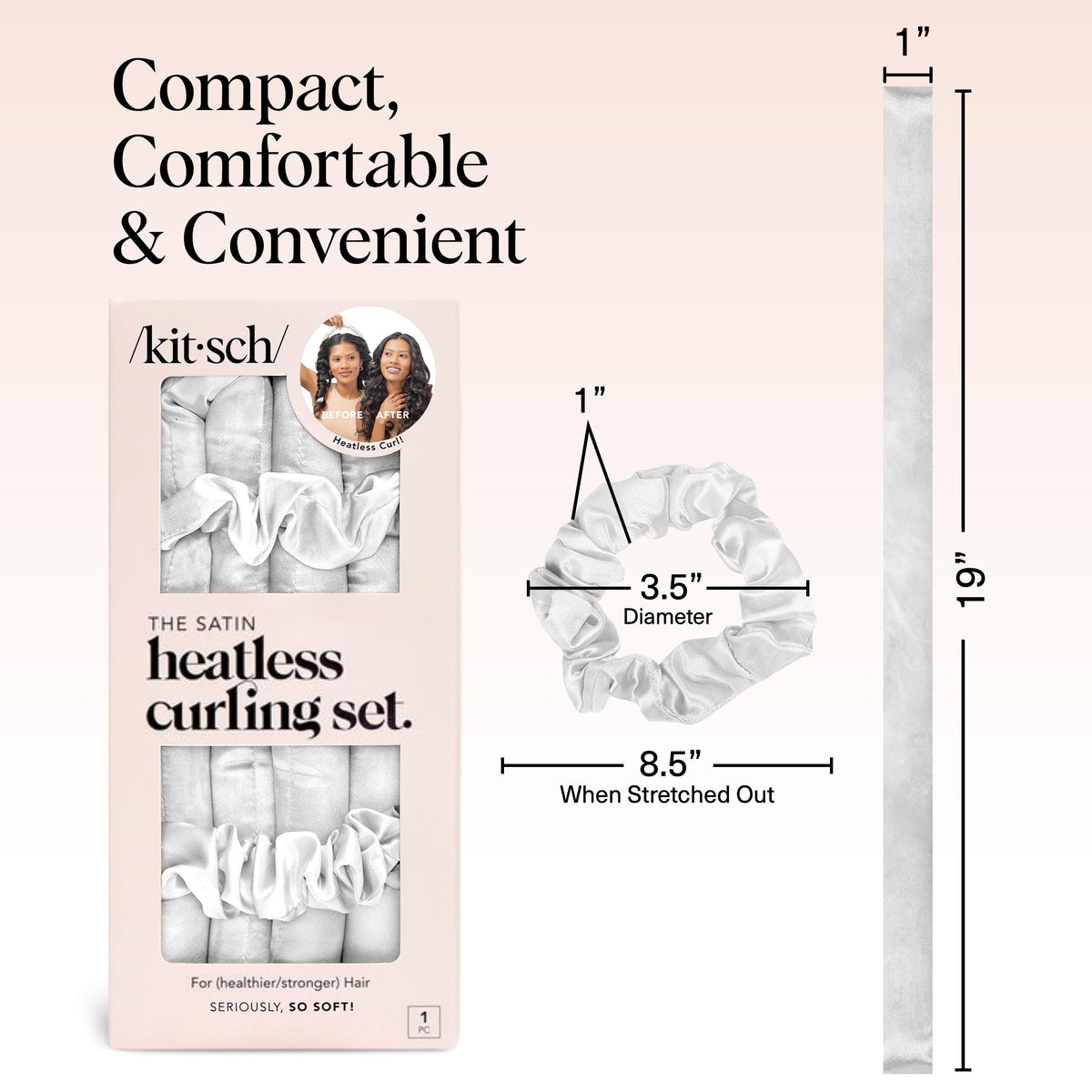 Kitsch heatless curls set with scrunchies on a vanity