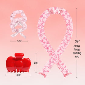Kitsch Hello Kitty satin curling rod in use with styled hair