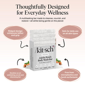 Kitsch Jojoba Beads Exfoliating Body Wash Bar in a shower setting