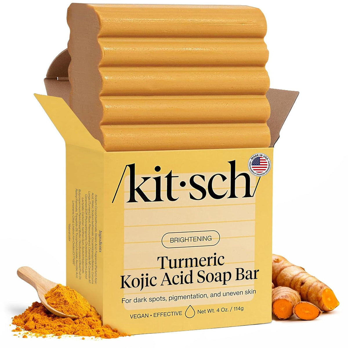 Kitsch Kojic Acid Soap Bar with Turmeric front view