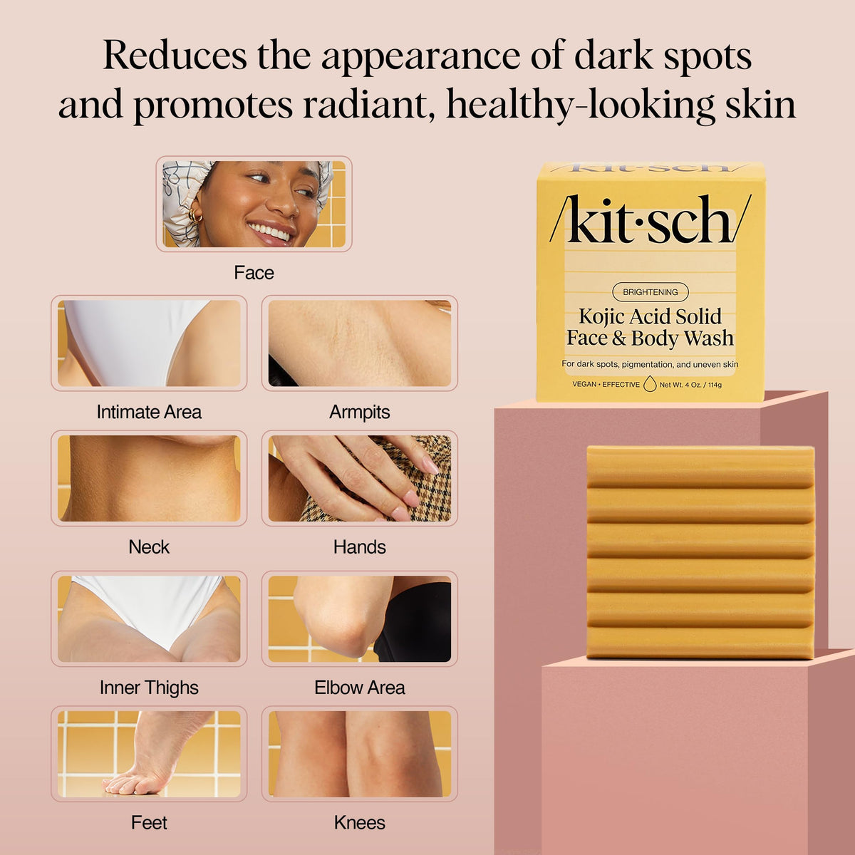 Kitsch Kojic Acid Soap Bar with Turmeric side view