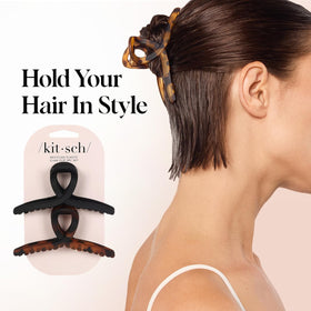 Kitsch Large Loop Hair Clips in use with messy bun